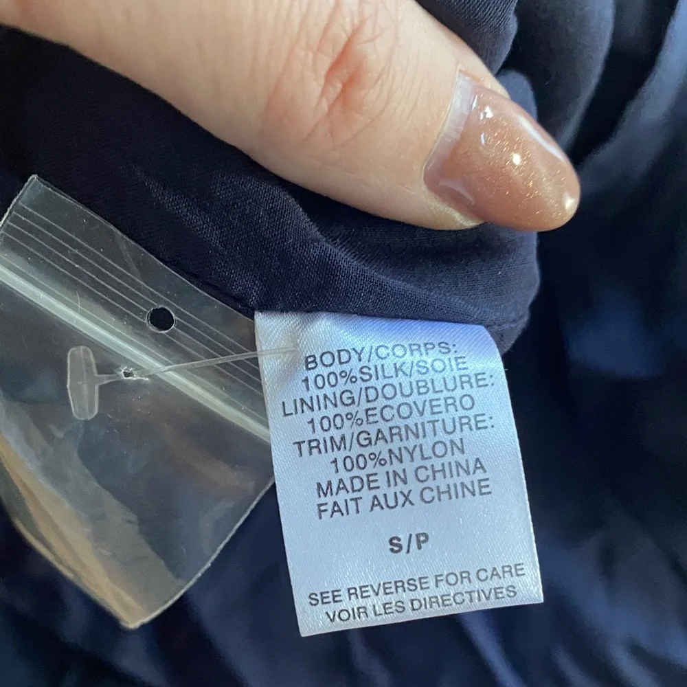 CAMI NYC Navy Silk Lace Trim Cami Top - Picture 5 of 5